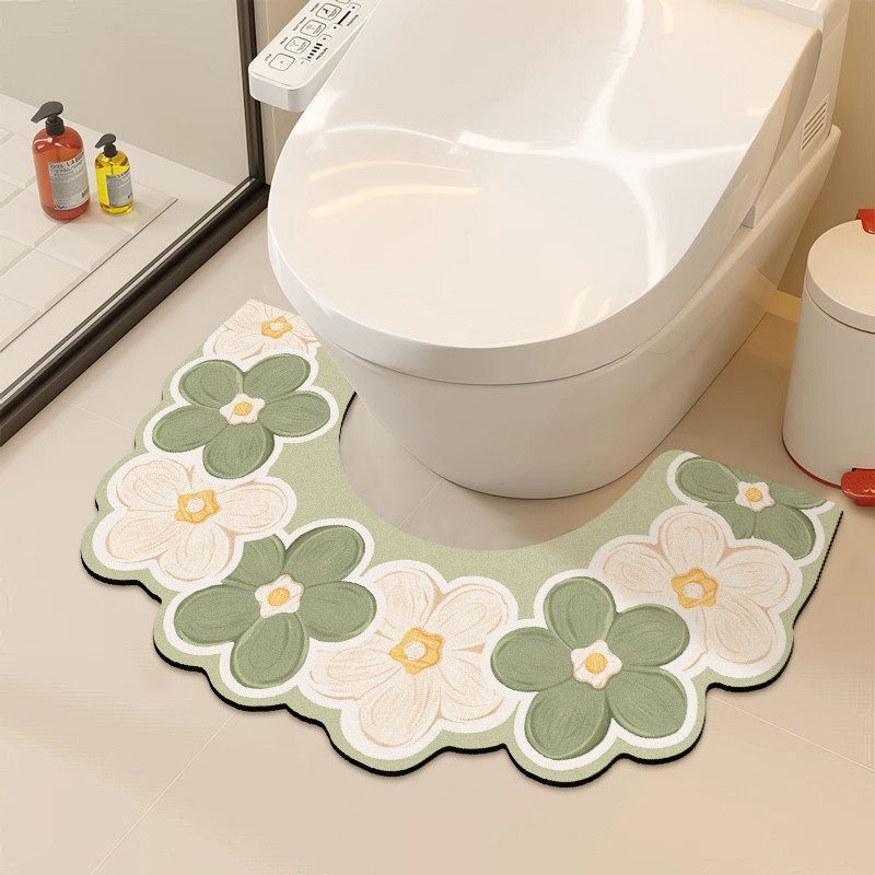 Fresh and Simple Floral Diatomaceous Earth Mat U-Shaped Absorbent Quick-Dry Toilet Mat Non-Slip Anti-Stain Bathroom Mat Fresh and Simple Floral Diatomaceous Earth Mat U-Shaped Absorbent Quick-Dry Toilet Mat Non-Slip Anti-Stain Bathroom Mat