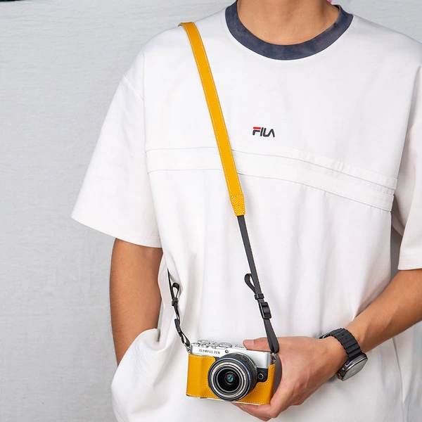 EP7 lime yellow palm print metal base + adjustable shoulder strap