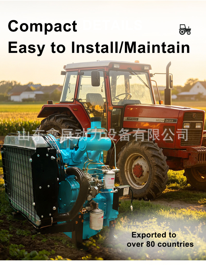 Dual-cylinder water-cooled 2100 diesel engine can be used to power generators, water pumps, crushing and modified vehicles, tractors, and mixing equipment