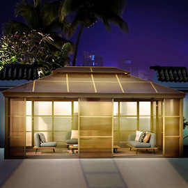 户外四角亭子铝合金罗马帐篷花园房子露台天台阳光棚遮阳蓬