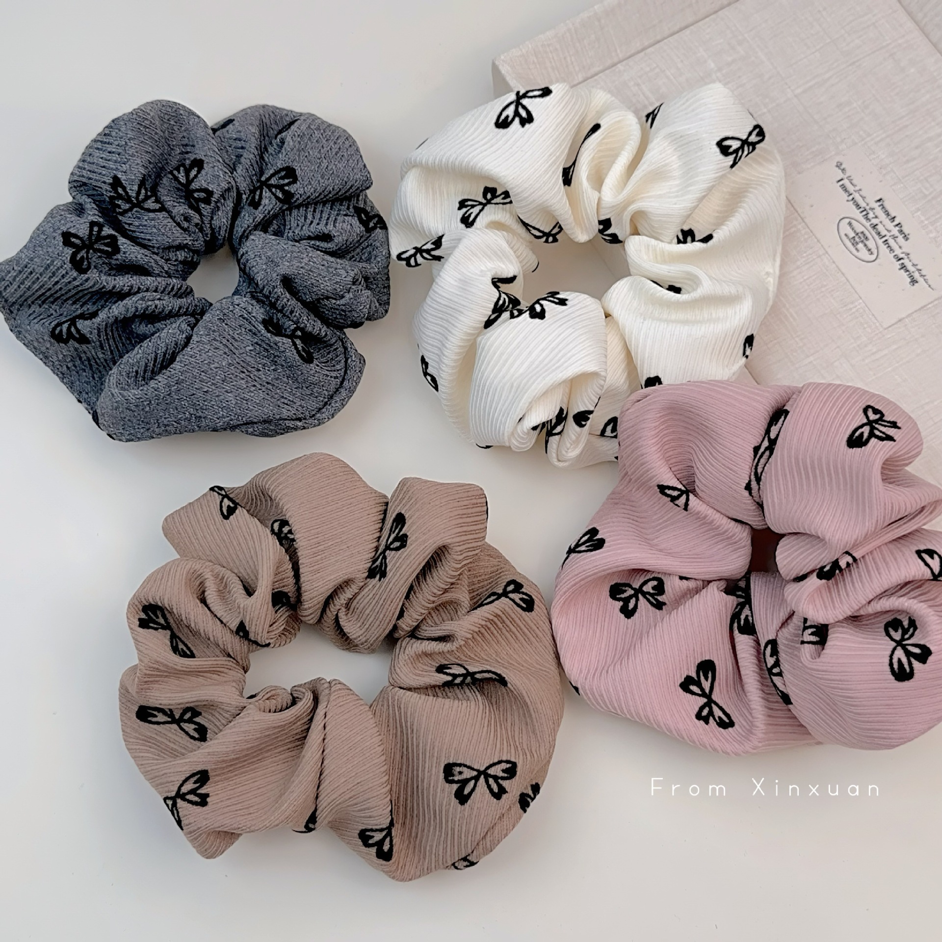 Fascia per capelli con fiocco in twill dolce in stile coreano, fascia per capelli con teschio alto, versatile, di alta qualità, per coda di cavallo, intestino crasso, nuovo stile_voghion.com