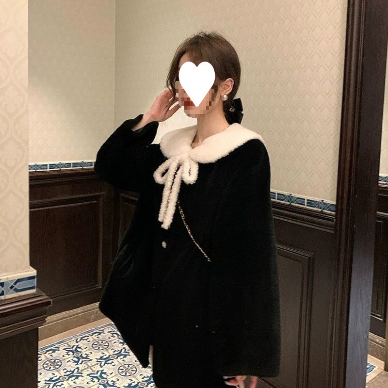 千金貂绒外套女2025年冬新加棉加厚仿皮草大衣中兔毛刷花翻领