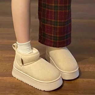 Fashion Joker Non-slip Warm Thick Bottom Snow Boots Women's 2024 New Fall/Winter fleece-lined Thickened Pedal Cotton Shoes