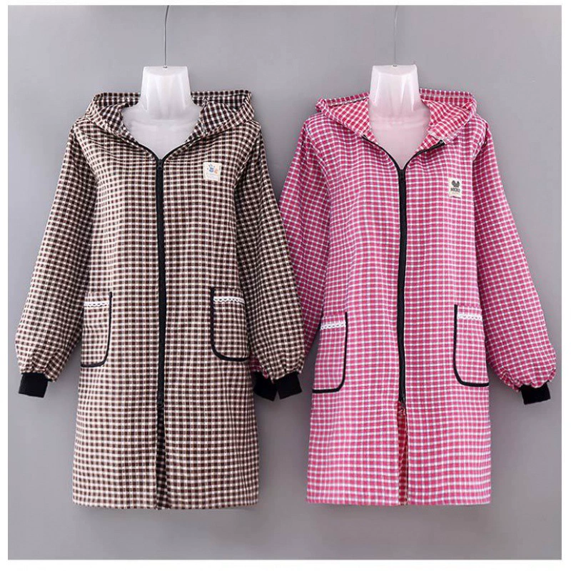 Фартук с длинными рукавами, Женский утолщенный маслостойкий комбинезон, рабочая одежда для взрослых, хлопковый костюм, домашняя кулинарная куртка