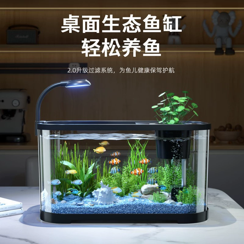 Аквариум для рыбок, экологический настольный аквариум для золотых рыбок, ленивый пластиковый прозрачный аквариум для дома, балкона, гостиной, ландшафтного дизайна маленького и среднего размера