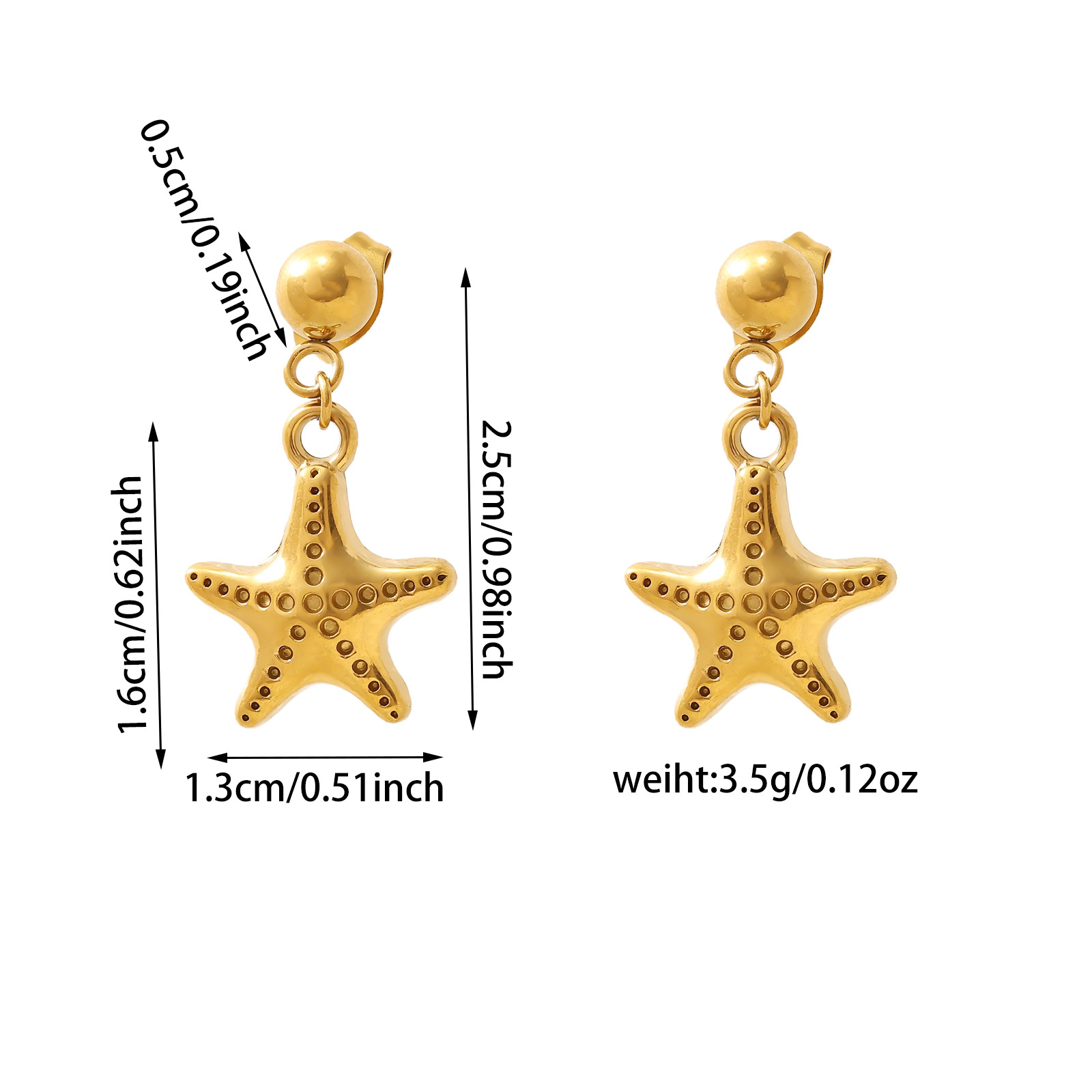 Drop Earrings Classification 1 Pair Quantity Casual, Holiday, Daily Occasion 1 Pair Retro Marine Style Classic Style Starfish Conch Shell 304 Stainless Steel Drop Earrings