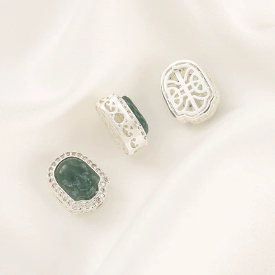 Inlaid with Natural Blue Water: Zərgərlik ara hissələri - 6-silver-natural-blue-water-jadeite-pixiu-charm-1113mm-single