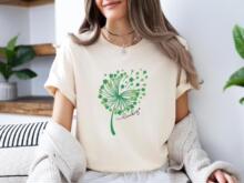 春夏舒适短袖圣帕特里克节三叶草印花棉质短袖节日服饰男女皆可