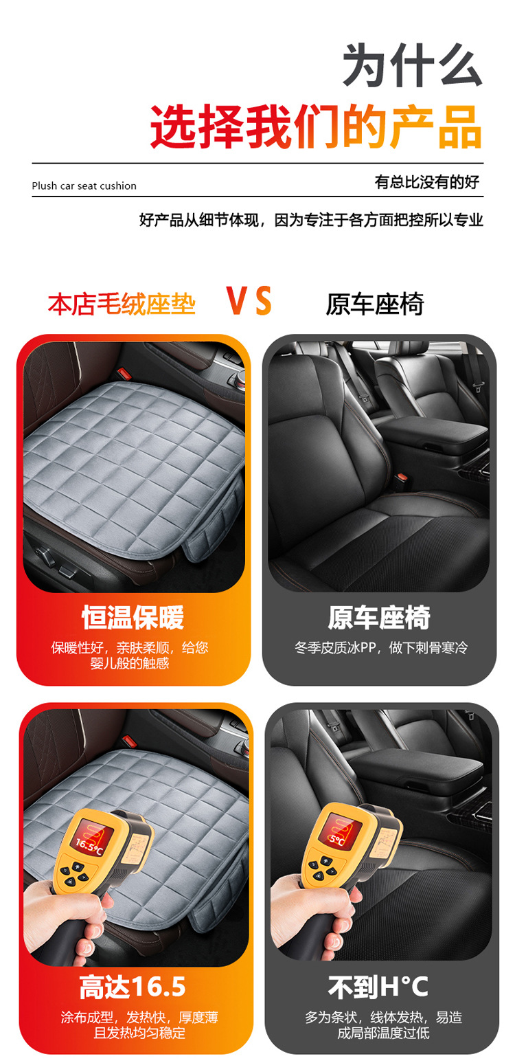 New Car Seat Cushion for Winter Warmth, Seat+Backrest, Universal for Five-Seater Cars, Five-Seater Car Plush Cushion, Wholesale
