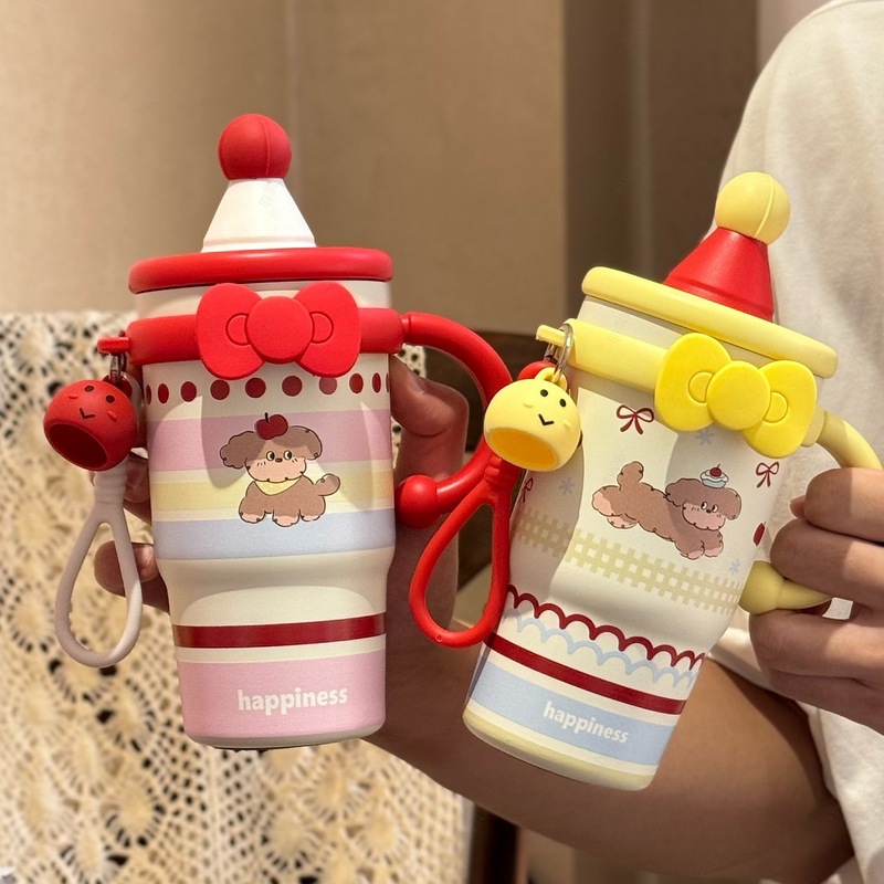 Hello Kitty大容量卡通保温杯女生ins办公室吸管学生保冷冰霸杯子|undefined