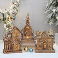 跨境圣诞新款木质木制发光小木屋小房子雪屋圣诞节装饰摆件道具