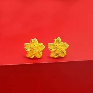 厂家直销越南沙金新款简约小耳钉女时尚金色花朵耳钉批发