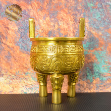 宏达 全黄铜三足圆鼎办公室玄关铜圆鼎装饰礼品铜鼎摆件