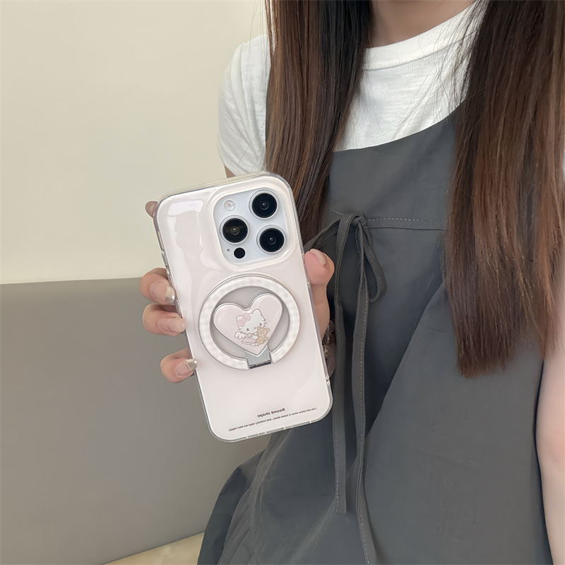 少女粉爱心kitty小熊磁吸支架适用iPhone17苹果16ProMax/15手机壳|undefined