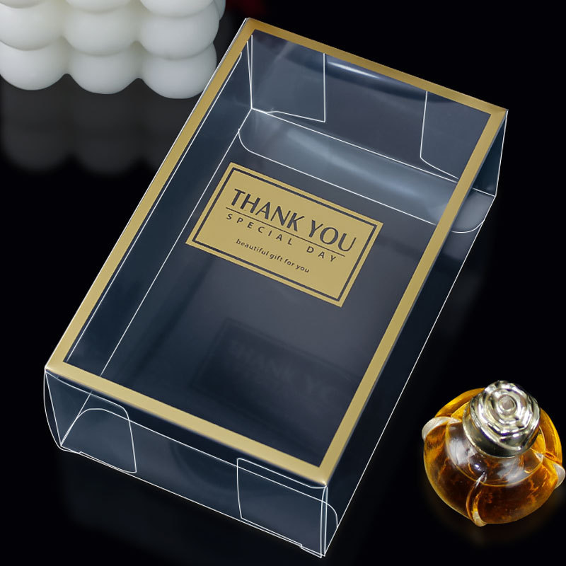 厂家直销透明pet英文字母thankyou烫金糖果盒喜糖盒（4*7*11cm）