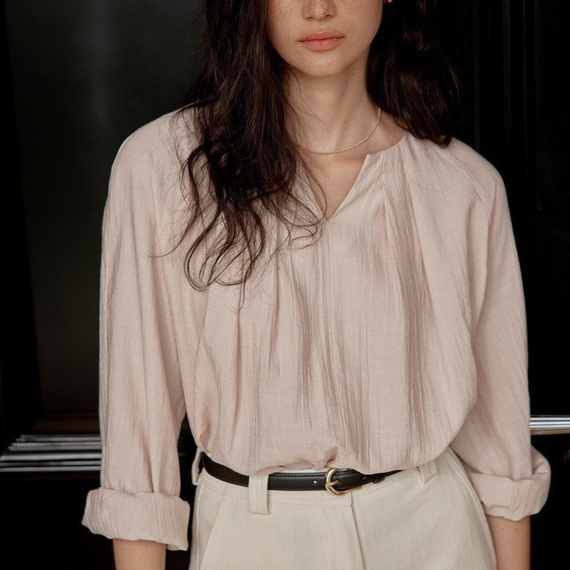 French Retro Long-Sleeved Shirt for Women, New Spring and Autumn Style, Gentle Pink Shirt, Stylish Long-Sleeved Workwear Top French Retro Long-Sleeved Shirt for Women, New Spring and Autumn Style, Gentle Pink Shirt, Stylish Long-Sleeved Workwear Top