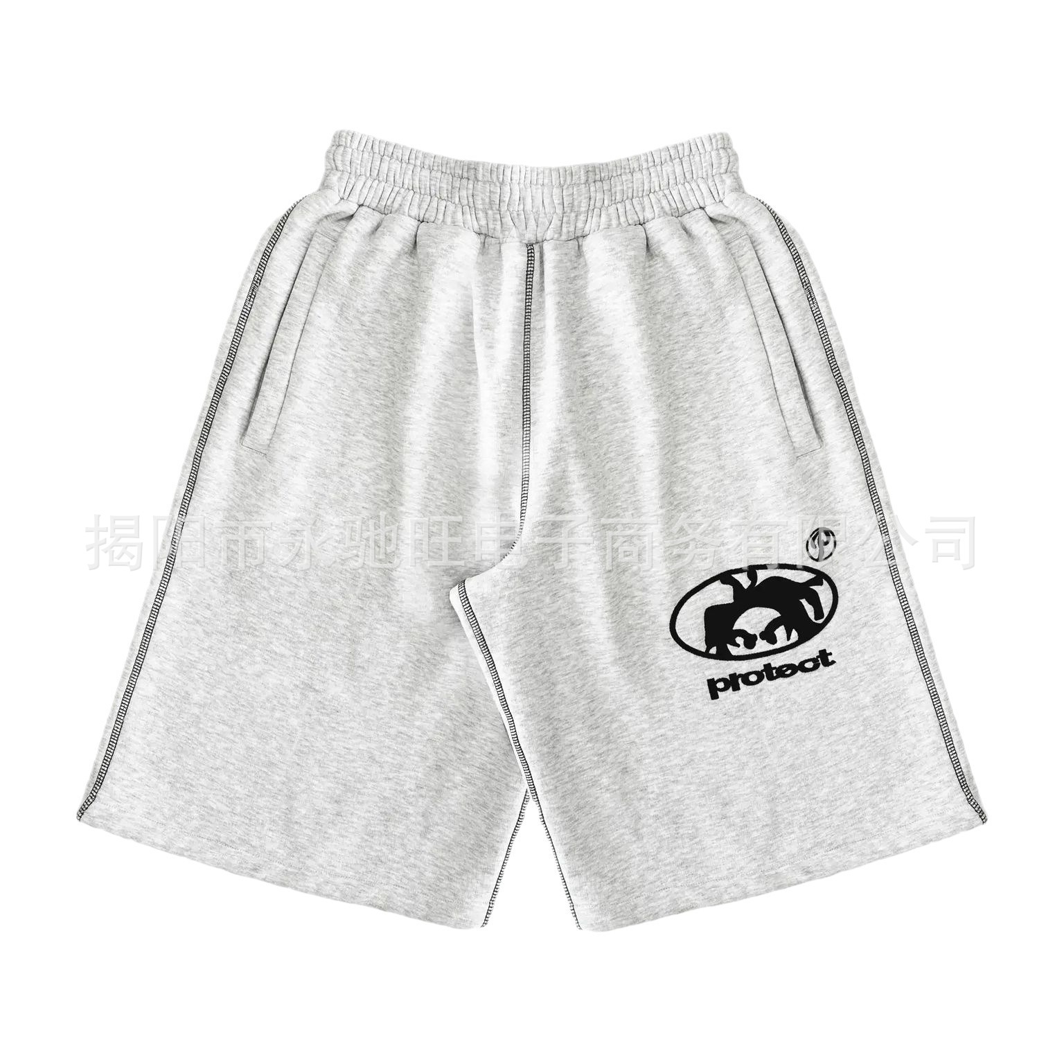 Other Sweat Shorts Loose Y2K Graphic Heather Grey