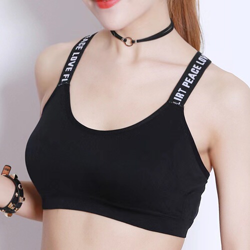 Women's underwear, beautiful women's back shoulder straps with English letters, tube top, chest wrap, yoga outer wear sports bra, no steel ring, cross-border
