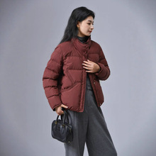 韩版宽松小个子白鸭绒外套女2025年保暖三粒扣立领轻薄90绒羽绒服