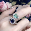 Retro matte two-color universal elegant ring with stone, french style, on index finger, wholesale