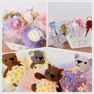Artificial Flower Pen for Teachers Creative Gel Pen Teachers' Day Gift Realistic Flower Sign Pen Cute Bear Black Pen