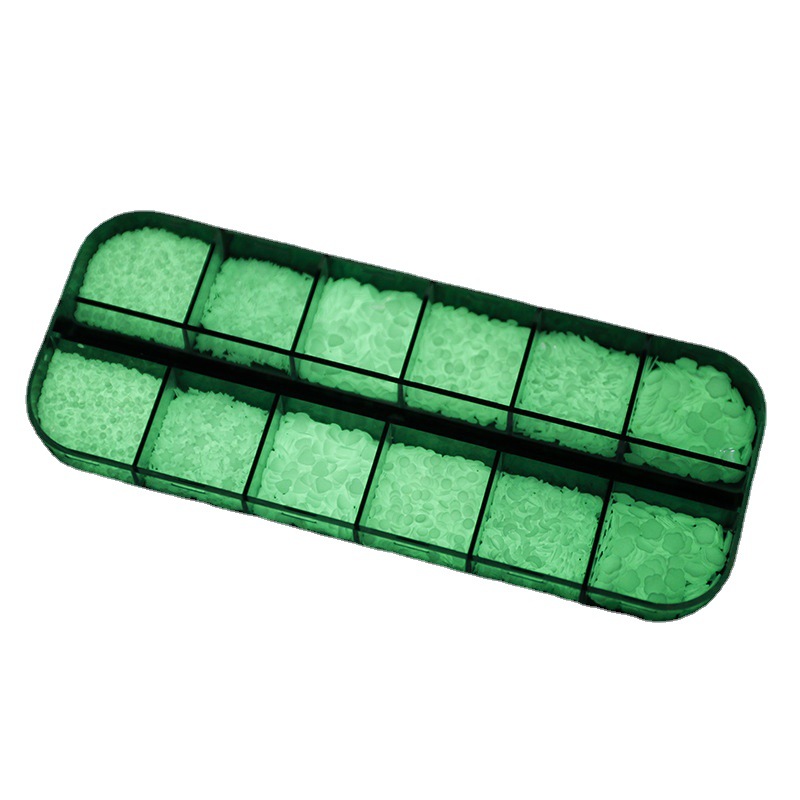 Finger princess manicure sequinilla decorativa de uñas de luz nocturna caja larga conjunto de manicure de forma nocturna sequinilla