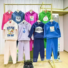 地摊宝宝衣服儿童加绒加厚连帽卫衣套装两件套秋冬装库存服装货源