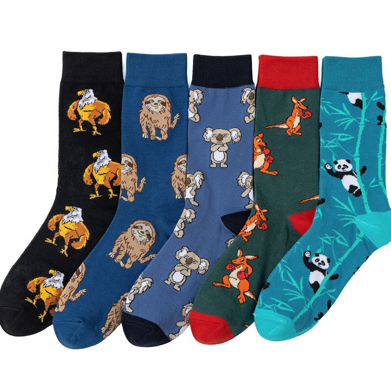 European and American manufacturers men's four seasons tide socks men's socks animal eagle panda tiktok koala kangaroo sloth women's cotton socks