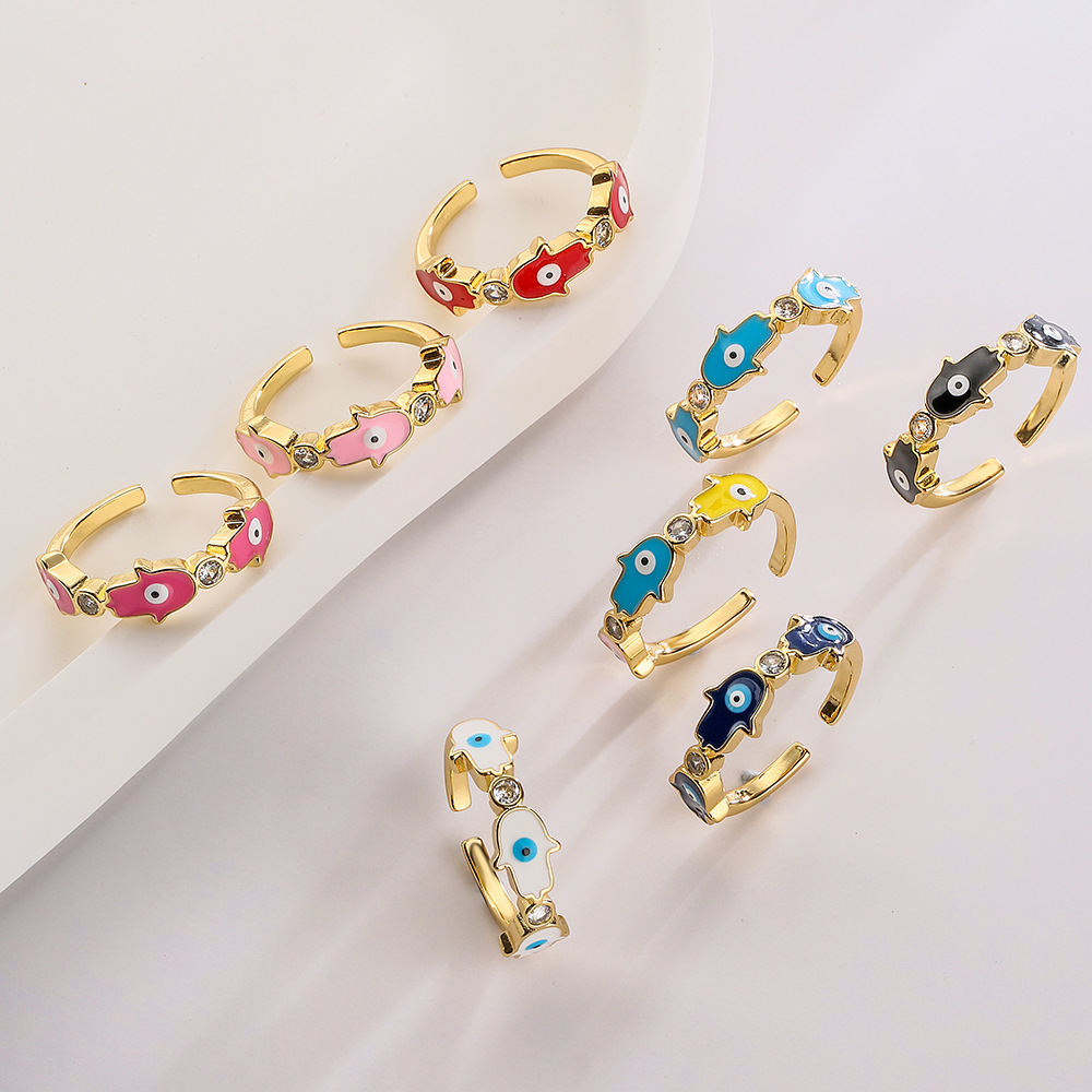 Fashion Glasses Copper Inlay Zircon Open Ring 1 Piece