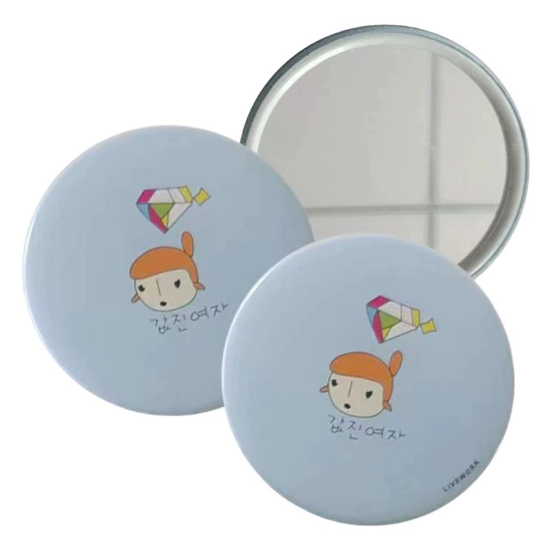 Корейская версия ins милая девушка одностороннего зеркала мягкого милого и высокого значения макияжа маленький круговой зеркало мини портативный ручной зеркало