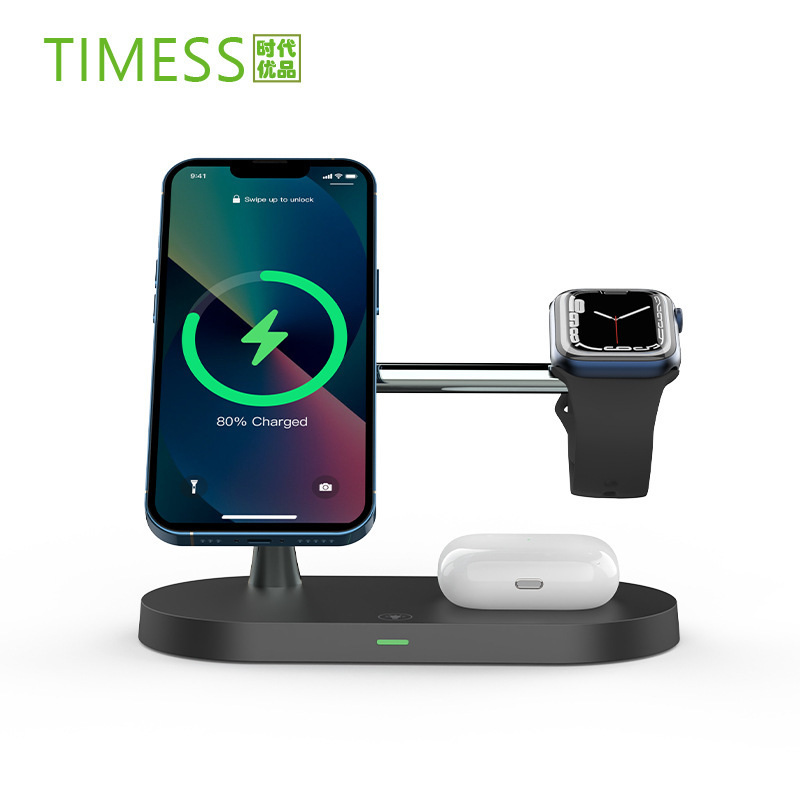 Source manufacturers double 15W five-in-one mobile phone wireless charger for Apple mobile phone watch headset T268