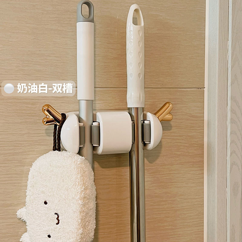 モップ壁掛けクリップパンチフリー浴室ほうきモップクリップ粘着フックバックルハンガー浴室モップ送料無料卸売|undefined