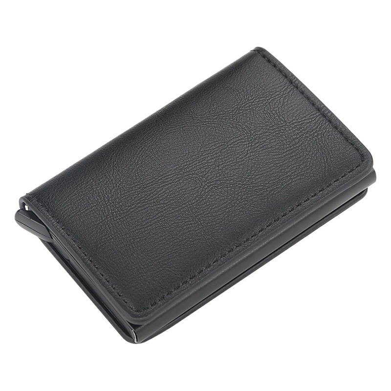 Titular de la tarjeta titular de la tarjeta de múltiples tarjetas antimagnéticas cortas europeas y americanas para hombres titular de la tarjeta bancaria de tarjeta emergente automática titular de la tarjeta antirrobo RFID