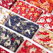 棉麻布烫金日本纯棉布料和汉服旗袍印花布日式风衣服装面料全