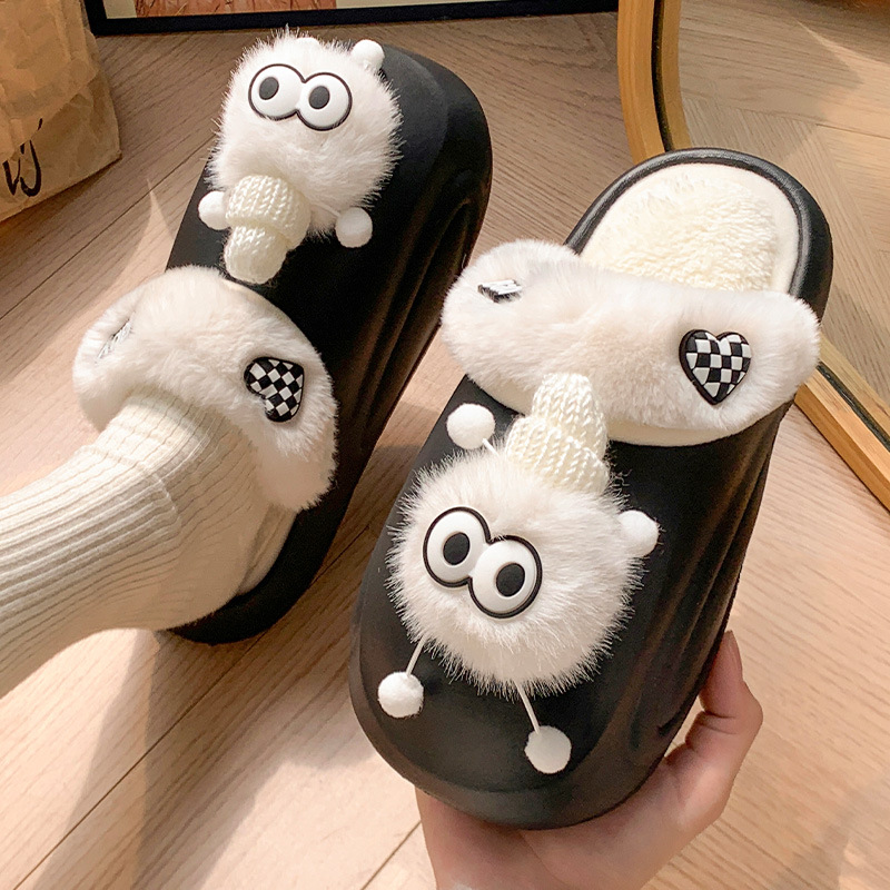 Zapatillas de algodón impermeable para mujeres 2024 nuevo otoño y invierno interior desmontable de peluche calentamiento zapatillas de lana para usar