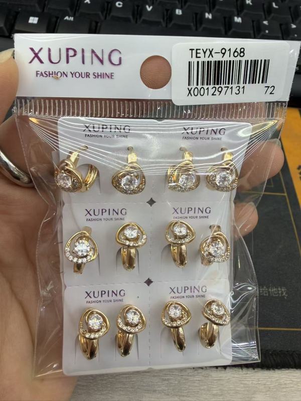 Pendientes de aro Xuping transfronterizos rusos de 18k con incrustaciones de diamantes, joyería de lujo ligero de alta gama al por mayor para mujer. image 24