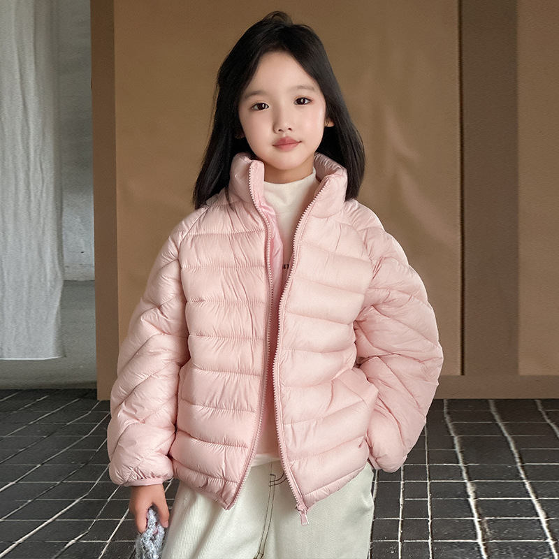 女童轻薄款羽绒棉服中小童宝宝男中大童小女孩短款外套校服神器|undefined