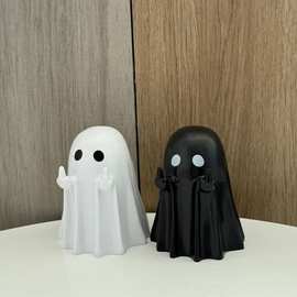 跨境万圣节幽灵手办中指创意可爱小幽灵装饰树脂工艺品家居摆件