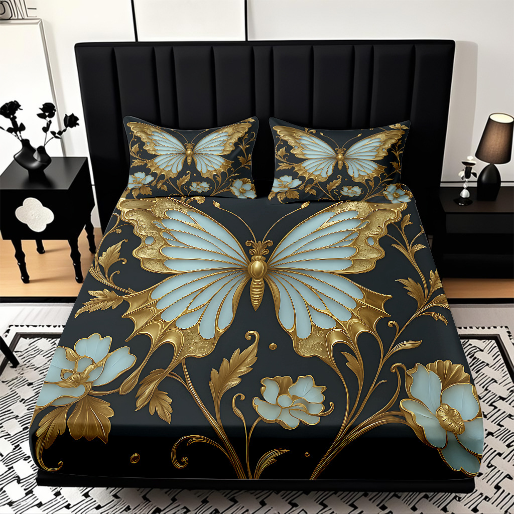 TEMU / JIT cama abrasiva Kits de almohada mariposa de color impresión digital 3D fuente de ropa de cama fabricantes