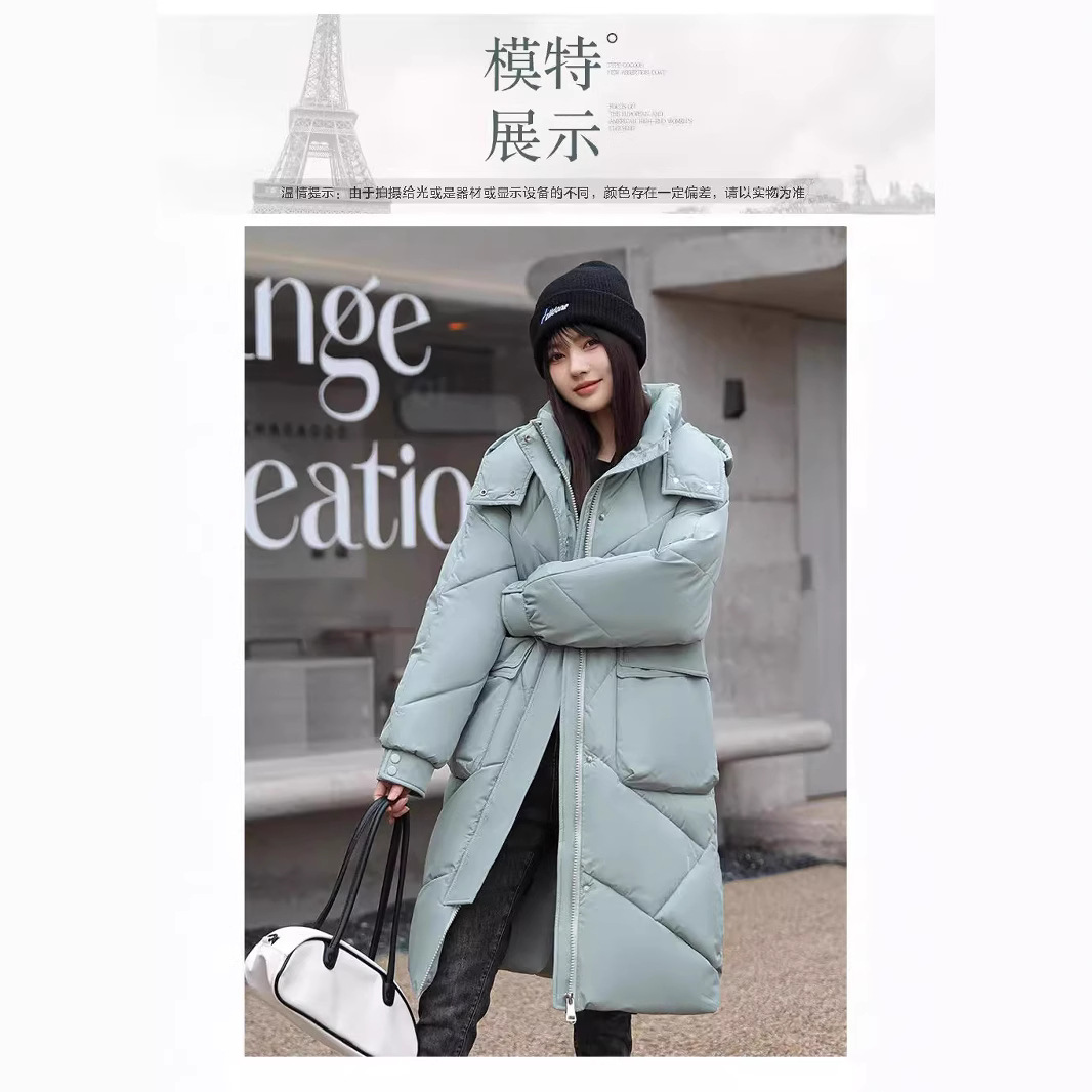 겨울 면화 패딩 여성 2024 년 새 한국판 다운 코튼 패딩 재킷 여성용 무릎 길이 두꺼운 플러스 사이즈 빵 여성용 코트
