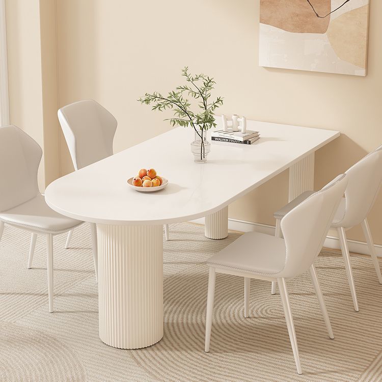 French Cream Style Roman Column Slate Dining Table Butterfly Chair Combination Home Small Apartment Light Luxury Island Integrated Dining Table