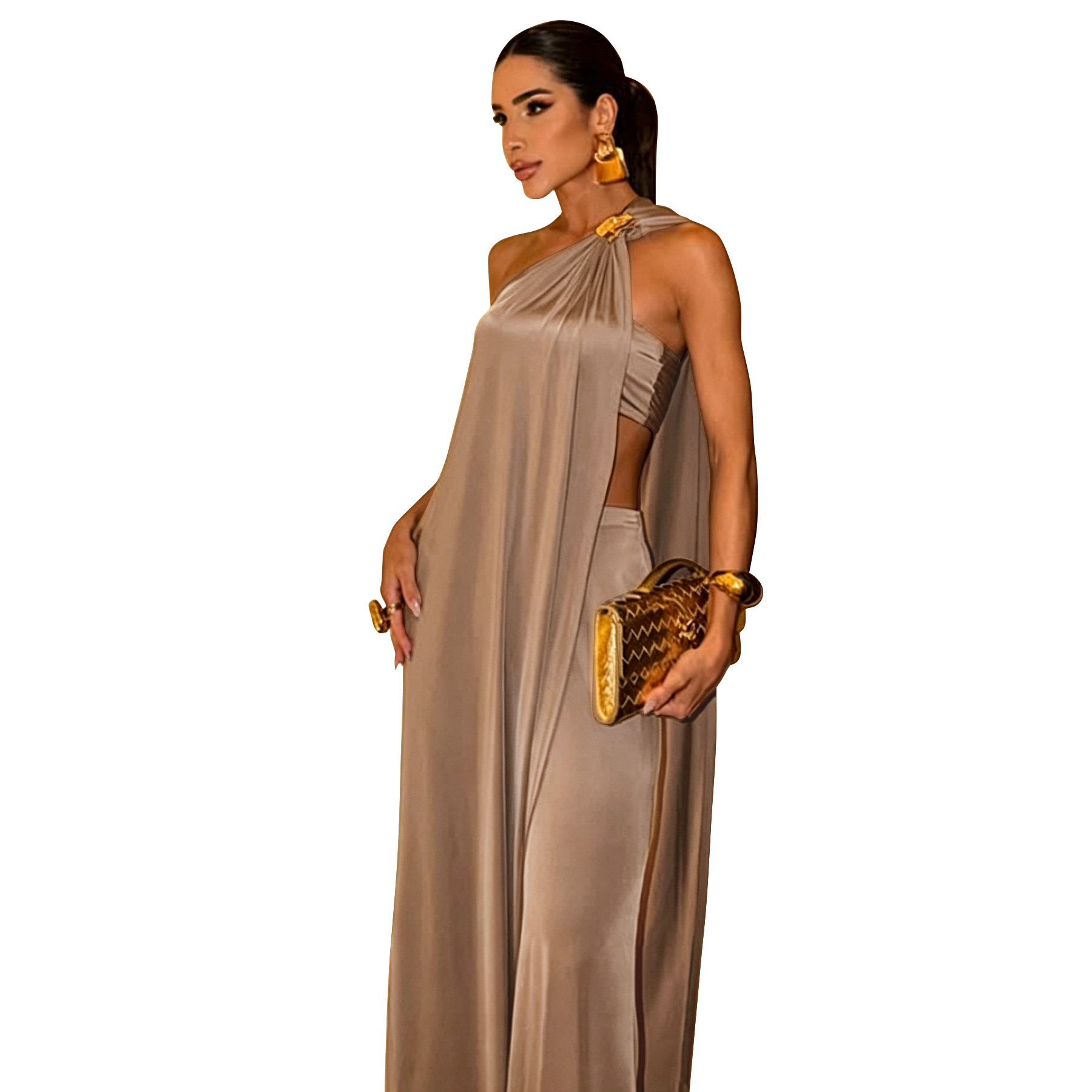 Summer Women's Long Loose Top And Solid Color Trousers Set American Fashion_ecoleips.com