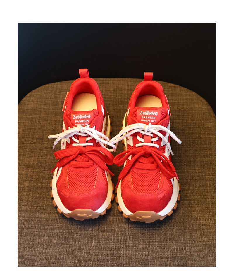 Giày sneaker nữ đế dày tăng chiều cao 9cm mặt lưới phong cách Forrest Gump — màu be chi tiết 18