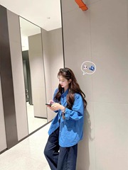 克莱因蓝色长袖衬衫女春季2025新款爆款叠穿衬衣外套休闲外搭上衣
