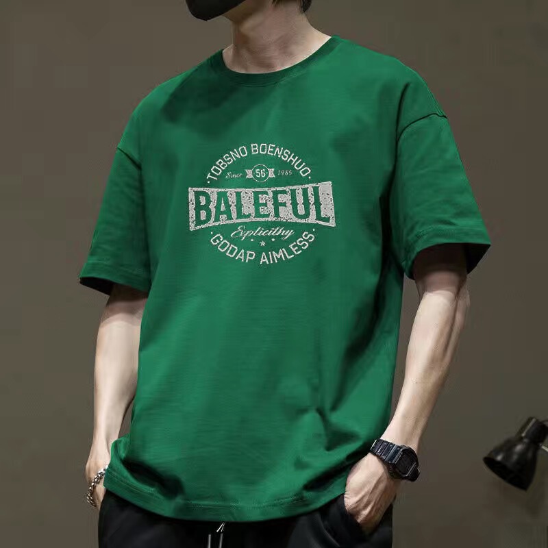 Short-sleeved T-shirt Men's Summer 2025 New Fashion Brand Printed American Short-sleeved Cotton T-shirt Loose Men's Clothes