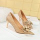 1829-AH15 Fashion Banquet Women's Shoes High Heel Shoes Thin Heel High Heel Bow Rhinestone Flower Single Shoes