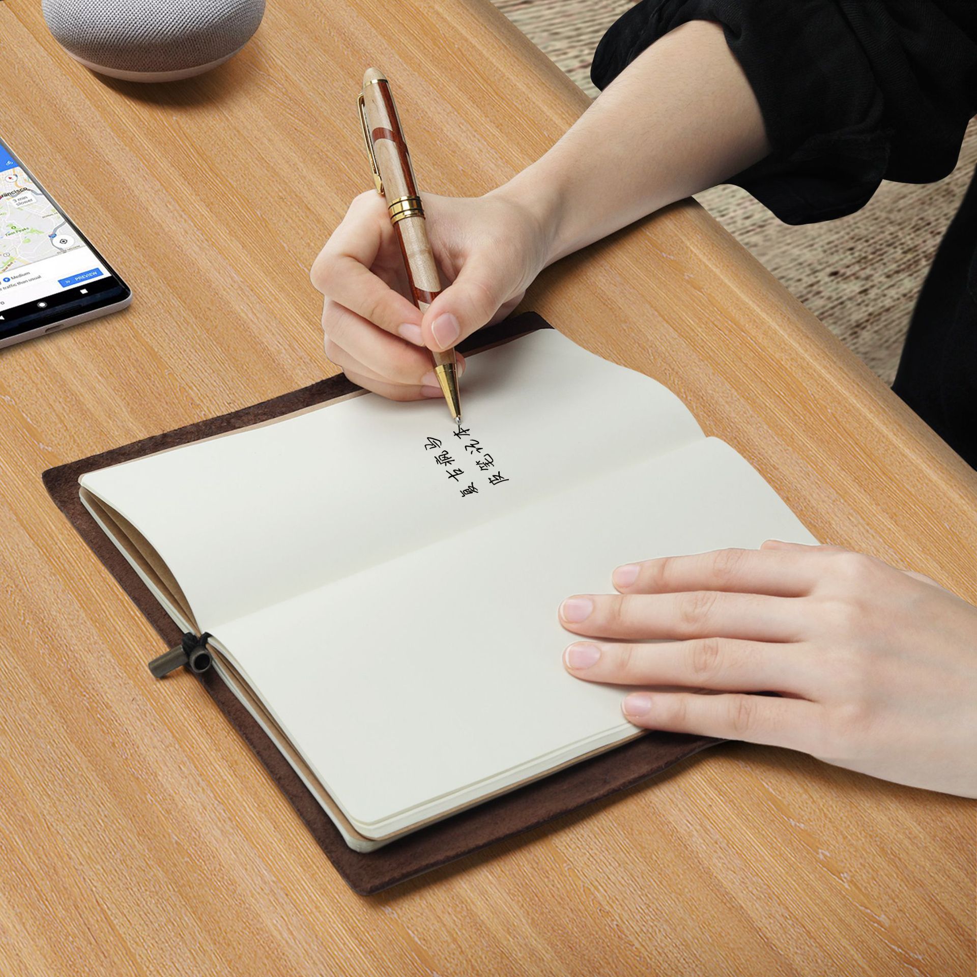 Logotipo personalizado al por mayor con caja de regalo de la pluma diario Libreta de piel de vaca Cross-retro primera capa Crazy Horse A5 Notebook