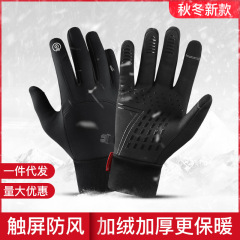 Outdoor sports autumn and winter men's water-repellent, warm and windproof women's touch screen bicycle riding cold-proof winter gloves