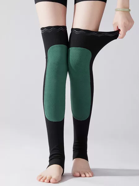 Derong 50CM leg and knee warmers with folded edges, fleece-lined for warmth, non-slip, unisex knee and leg protectors for cold weather