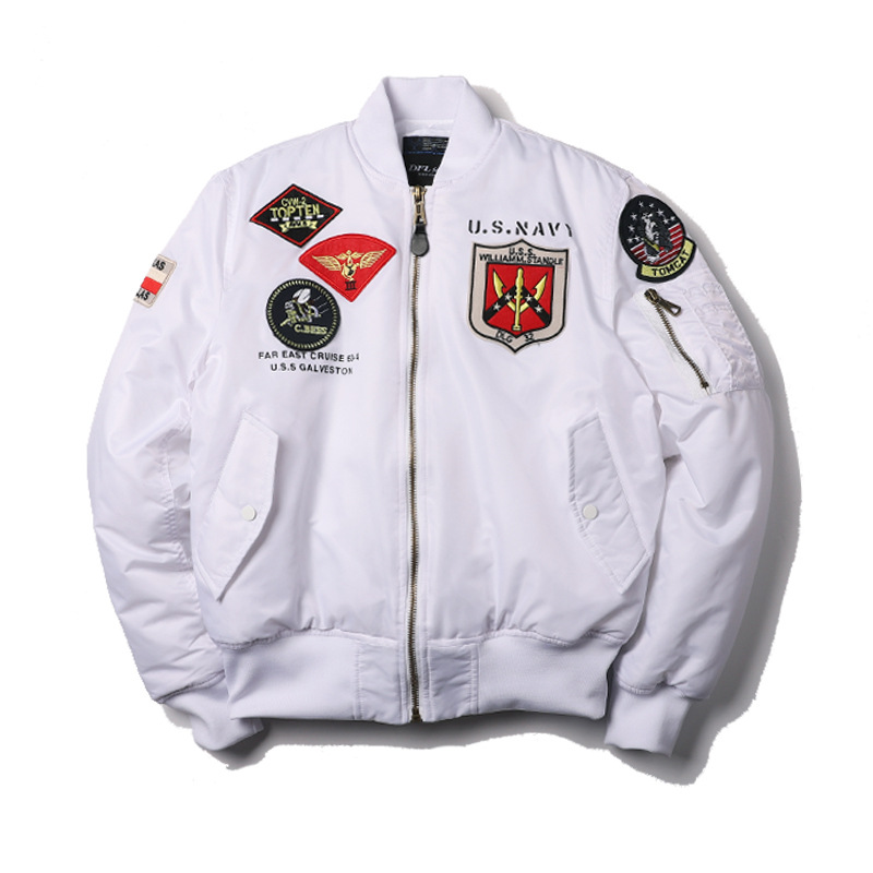 Chaqueta de piloto americano vintage de invierno hombres y mujeres de la Fuerza Aérea pareja abrigo insignia marca de moda MA1 Chaqueta de algodón acolchado